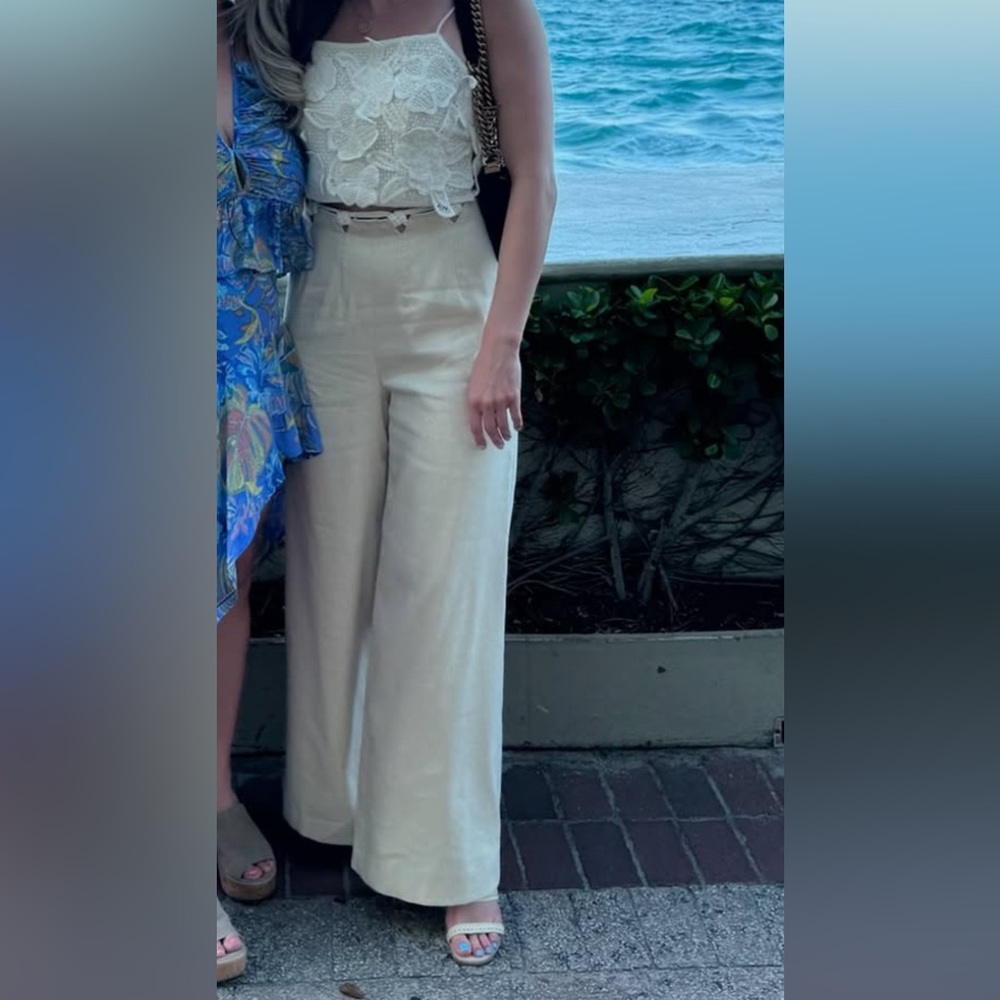 ANTONIO MELANI x MG style  Cream Wide-Leg pants